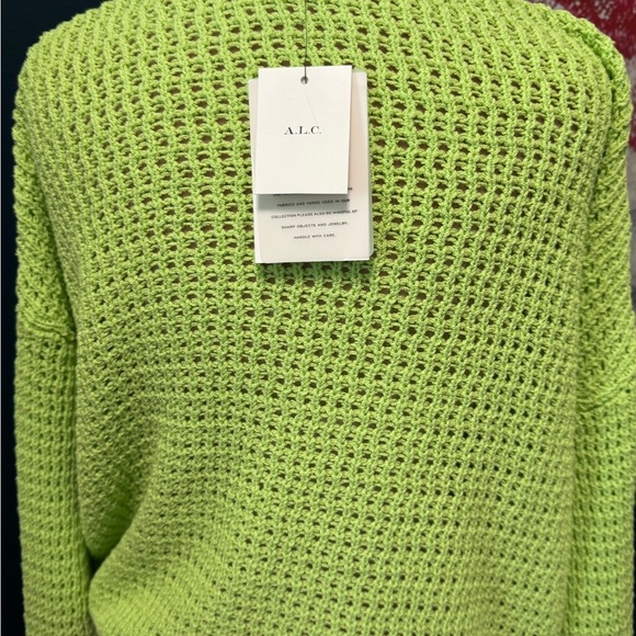 ALC Laney Chartreuse Open Knit Sweater L New with Tags - Picture 4 of 5
